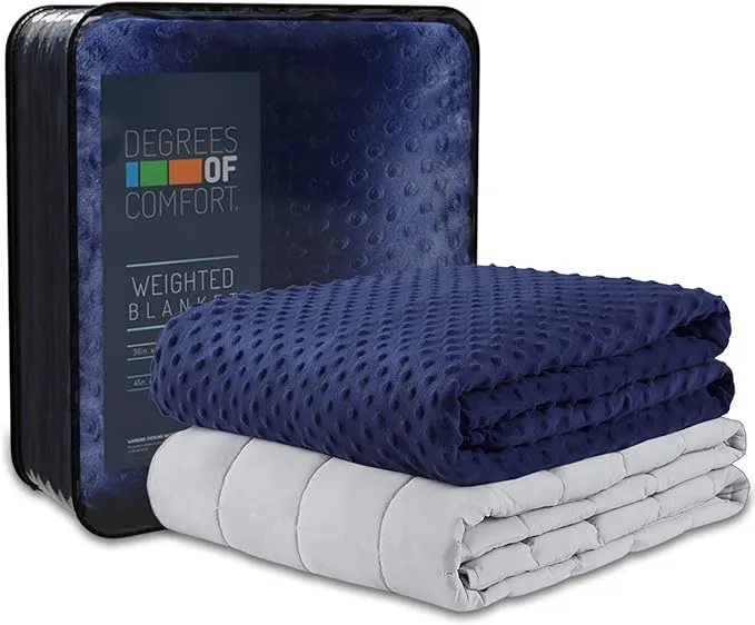 Degrees of Comfort Weighted Blanket Queen Size for Adults – Even Weight Distribution with Premium Glass Beads | Warm Heavy Blanket for One Person use (225~275lbs) Full Queen Bed 60x80 25lbs Navy