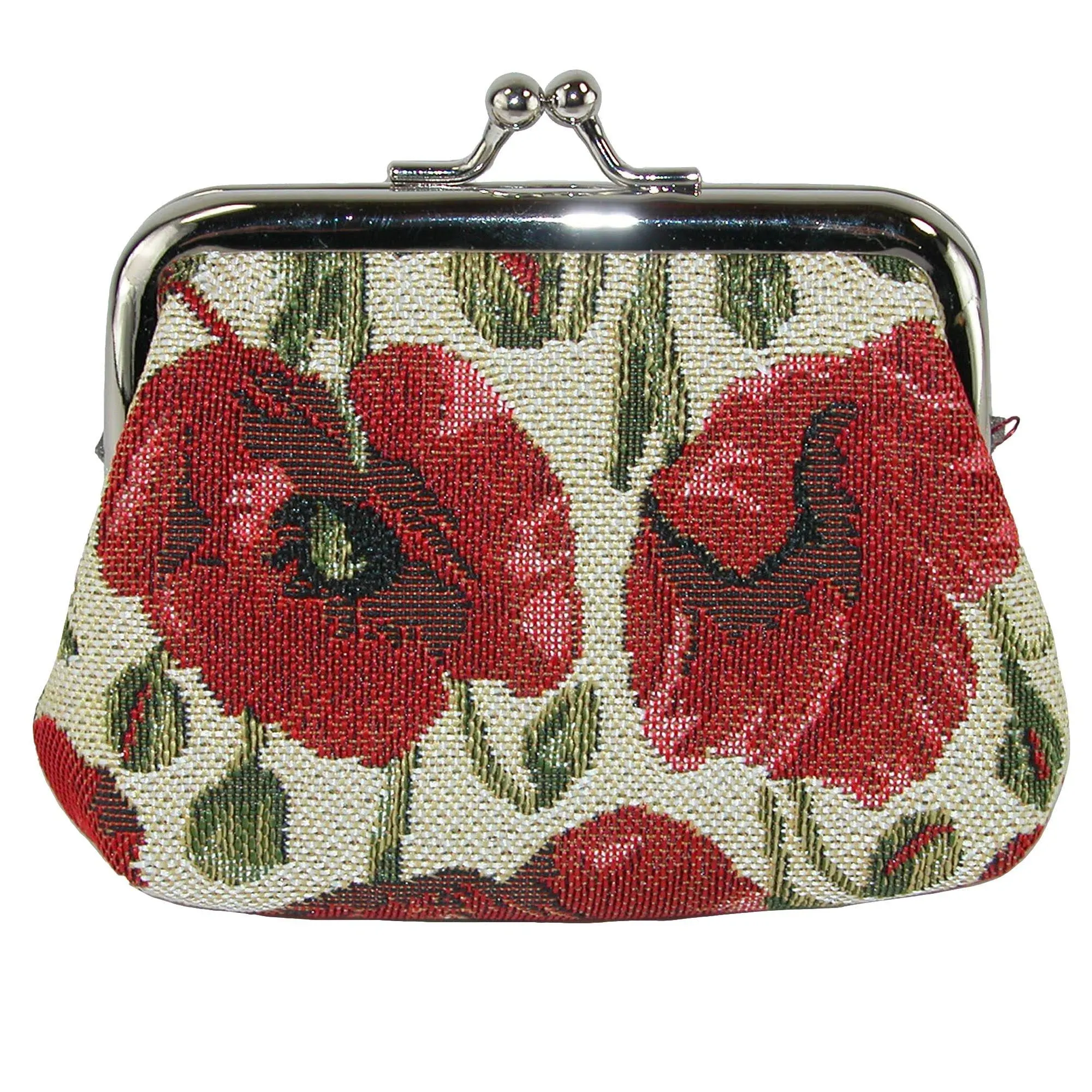 New CTM Women&#039;s Poppy Print Tapestry Coin Purse Wallet