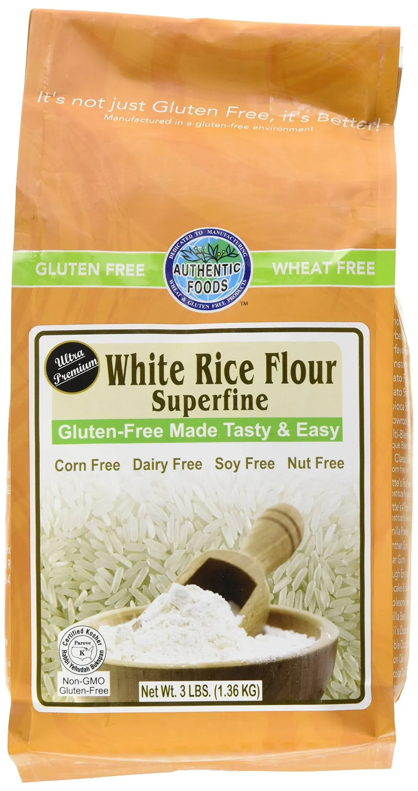 Authentic Foods Superfine White Rice Flour - 3lb