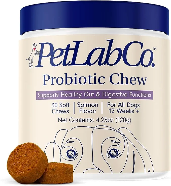 PetLab Co. Probiotics for Dogs, Support Gut Health, Diarrhea, Digestive Health & Seasonal Allergies - Salmon Flavor - 30 Soft Chews