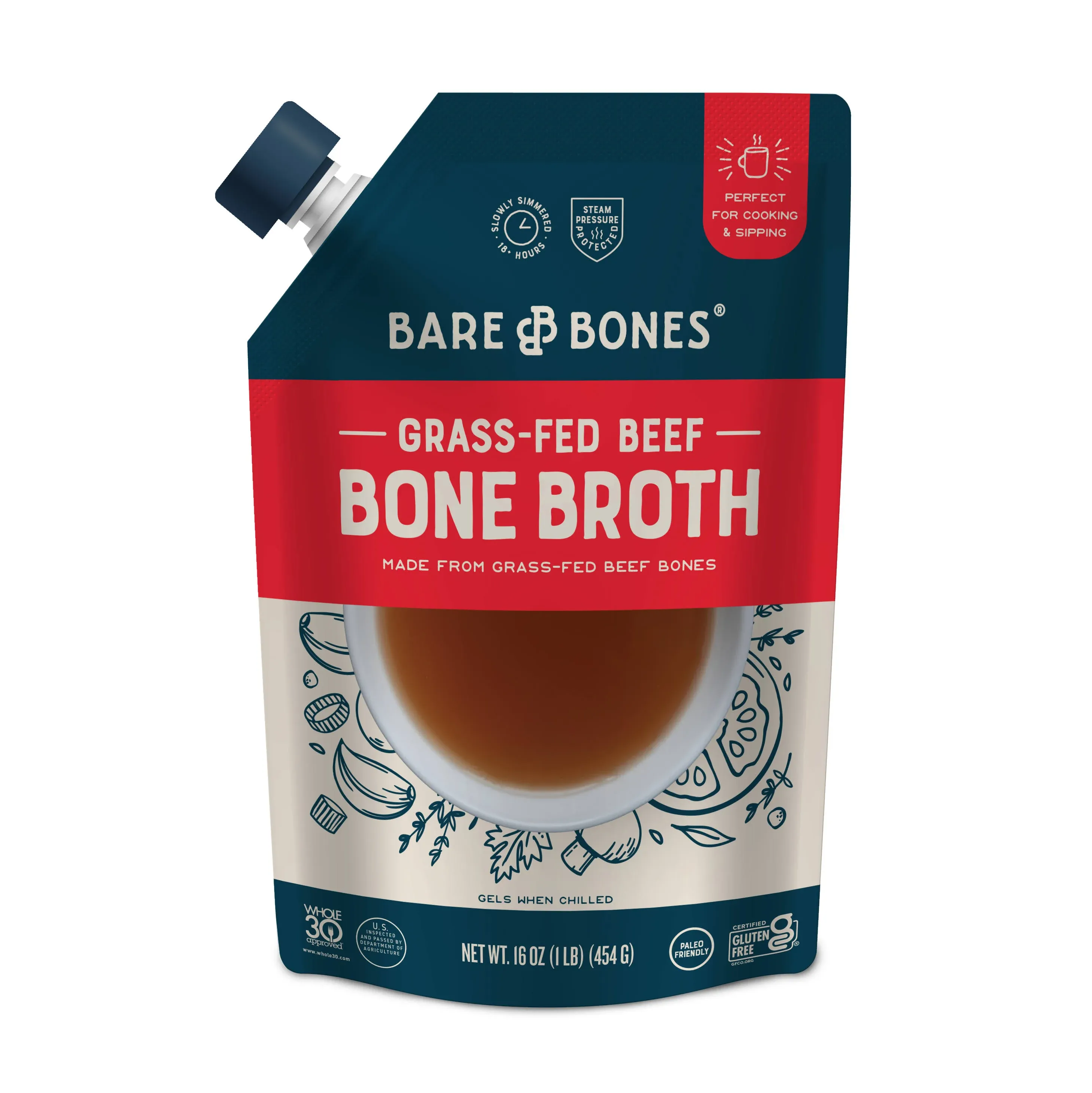 Bare Bones Chicken Bone Broth 16 fz (Pack of 6)