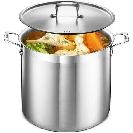 Stockpot – 2 Quart – Brushed Stainless Steel – Heavy Duty Induction Pot with Lid and Riveted Handles – For Soup, Seafood, Stock, Canning and for Catering for Large Groups and Events by BAKKEN