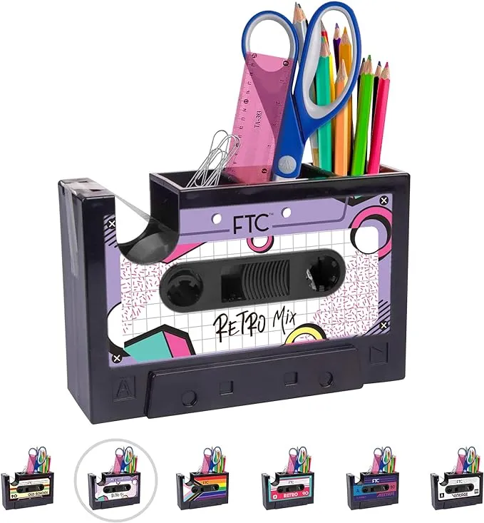 FTC Retro Cassette Tape Dispenser Office Supply Holder - 6.70 inch x 1.98 inch x ...