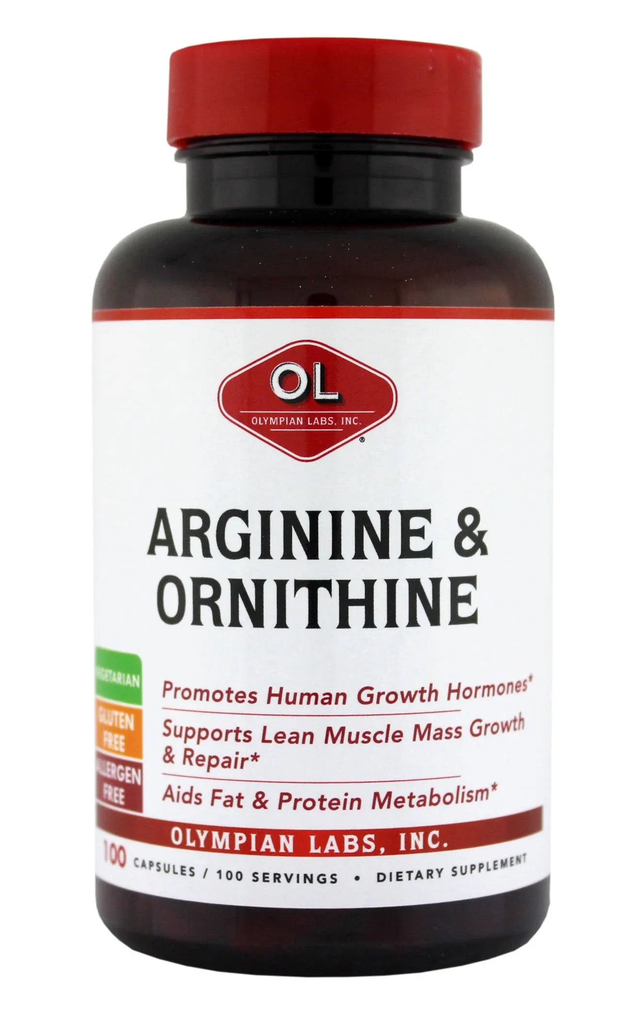 Olympian Labs, Arginine & Ornithine, 500mg &250mg, 100 caps