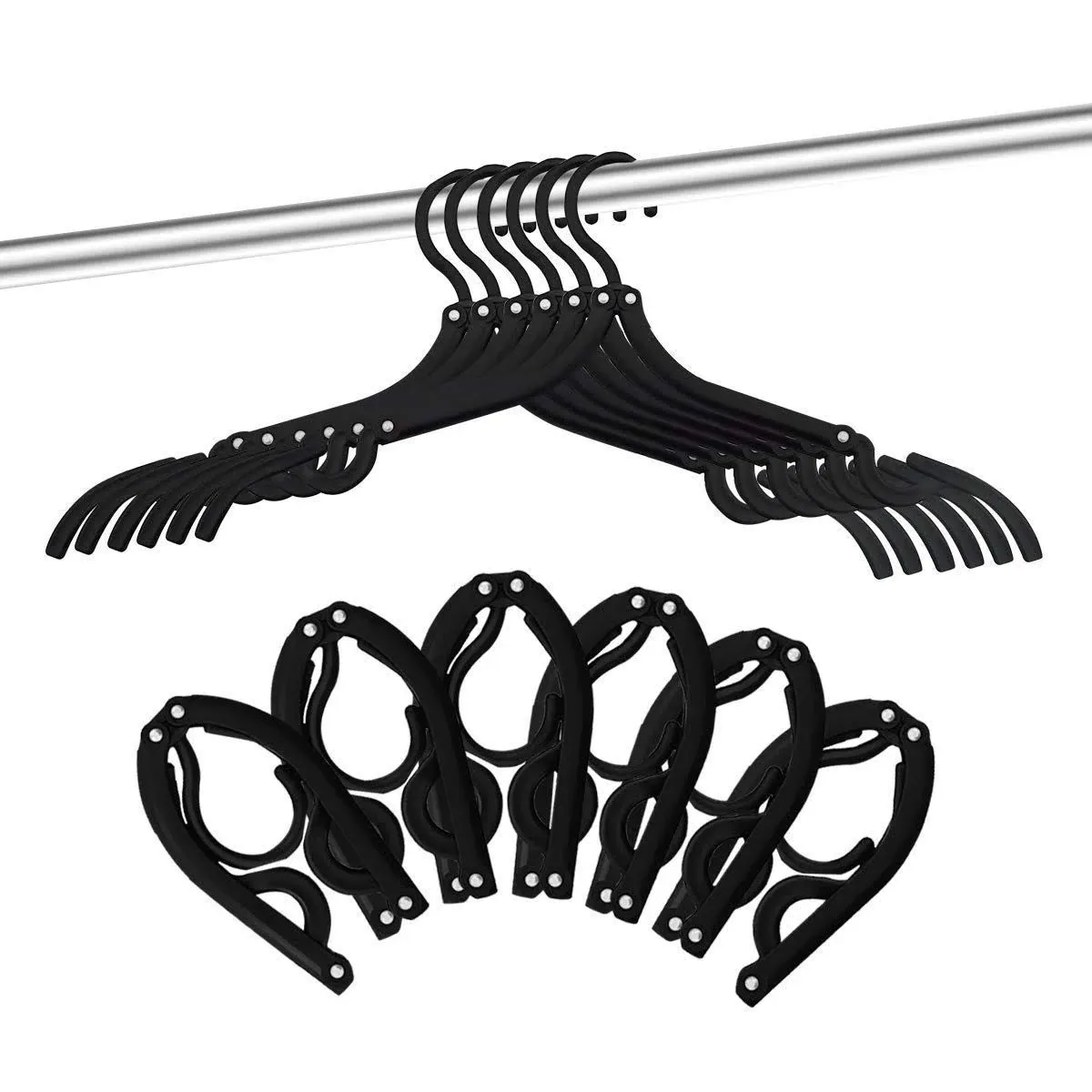 Trubetter 12 Pcs Travel Hangers - Portable Folding Clothes Hangers Travel Accessories Foldable Clothes Drying Rack for Travel (Black)