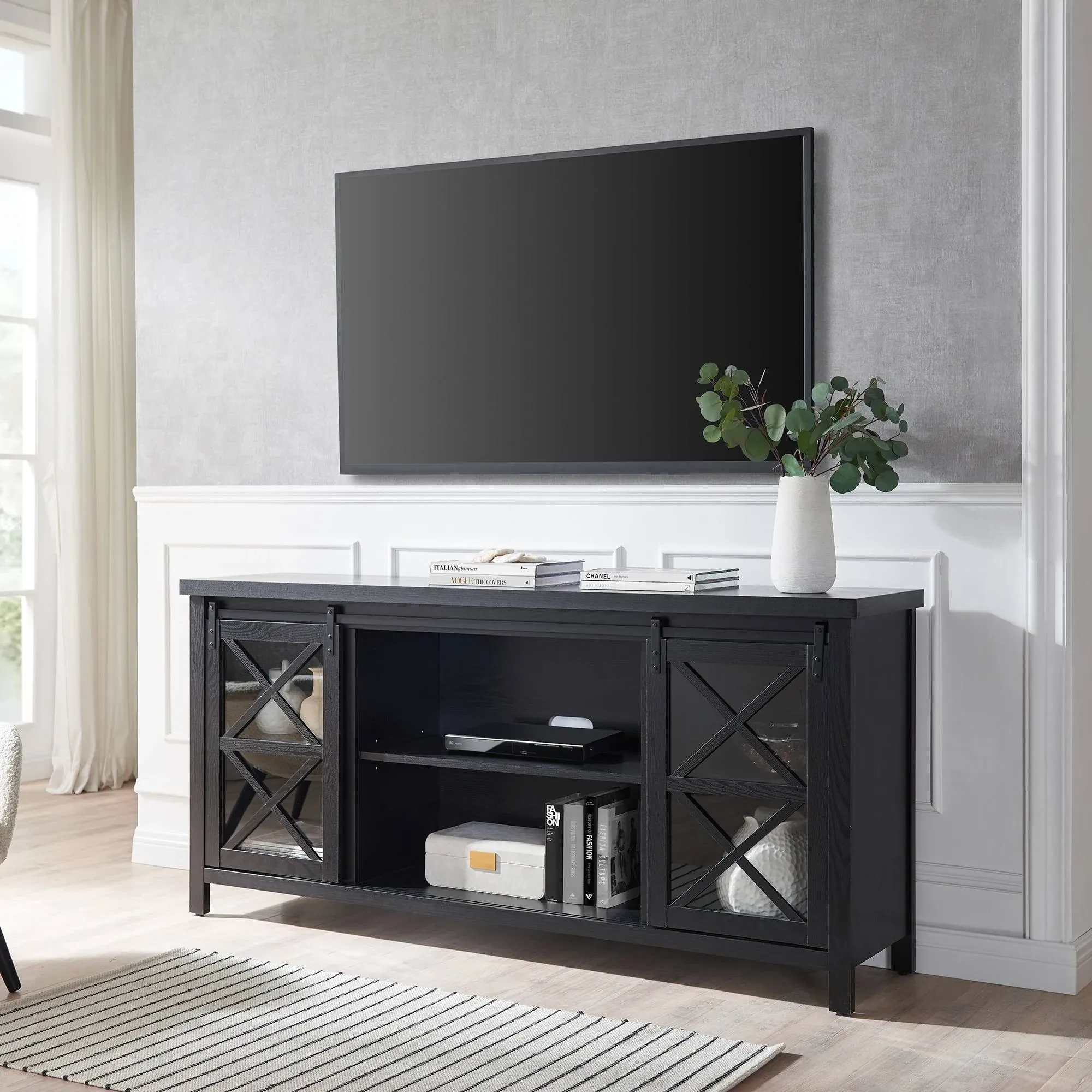 Clementine Rectangular TV Stand for TV's Up to 65" in Black Grain