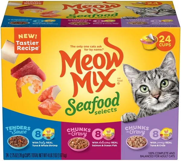 Meow Mix Seafood Selections Cat Food Variety Pack - 24 pack, 2.75 oz cups