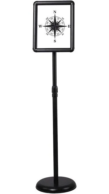 Heavy Duty Floor Sign Stand Adjustable Pedestal Sign Holder Stand, Poster Stand Aluminum Snap Open Frame for 8.5X11 Inches with Heavy Round Base, Both Vertical and Horizontal Sign Displayed