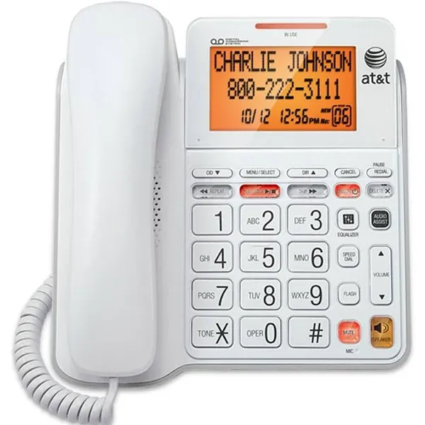 AT&T Corded Phone with Digital Answering System, White (cl4939)