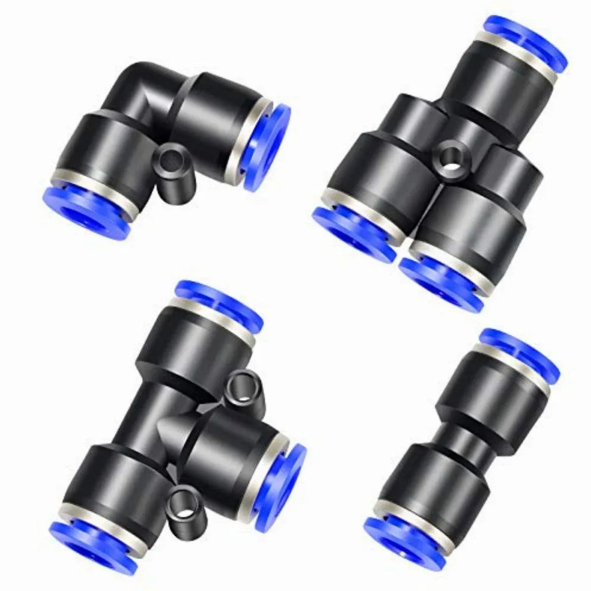 TAILONZ Pneumatic 5/16 inch OD Push to Connect Fittings Pneumatic Fittings Kit 10 Spliters+10 Elbows+10 tee+10 Straight(40 Pcs)