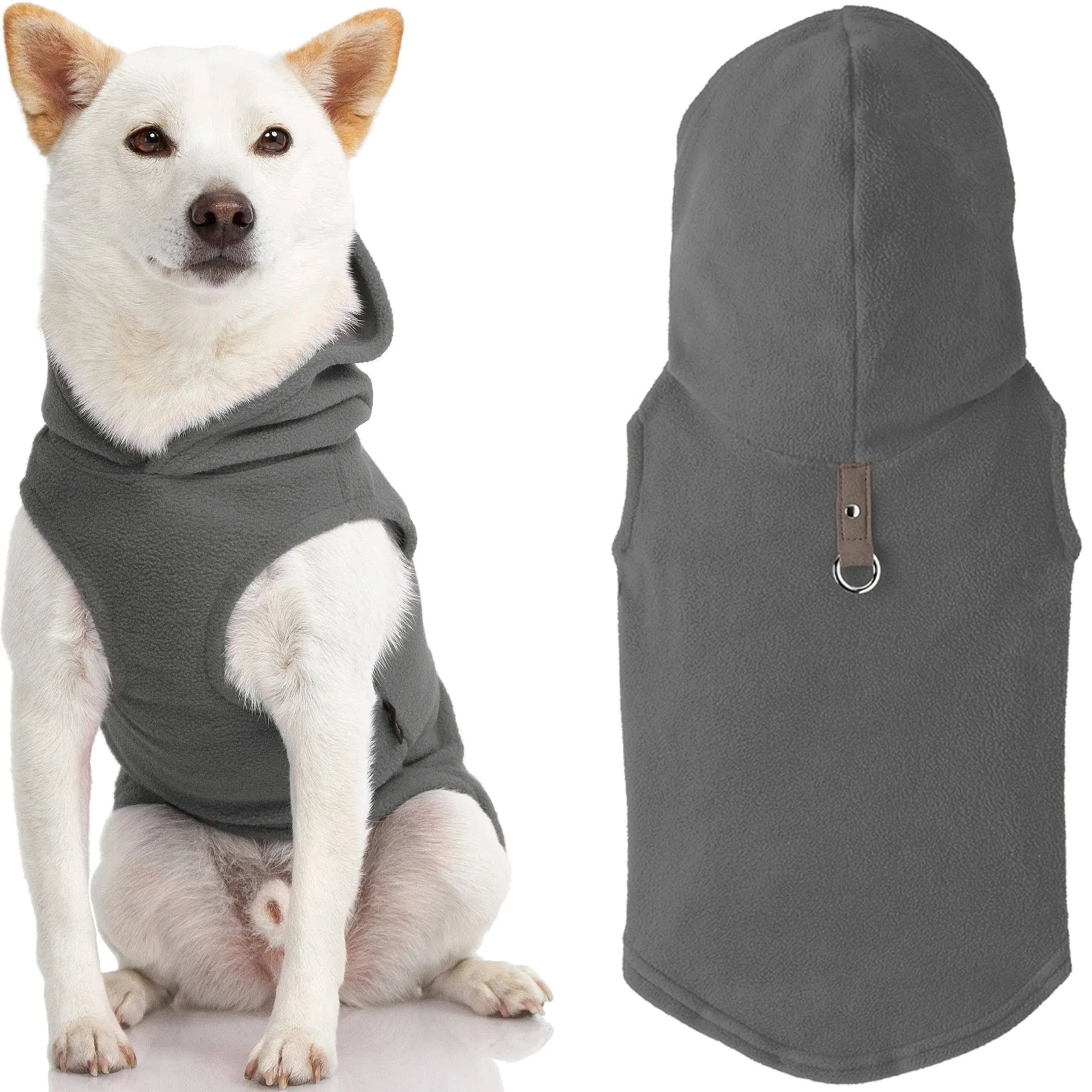 Gooby - Fleece Vest Hoodie Small Dog Pull Over Hooded Fleece Jacket with Leash ...