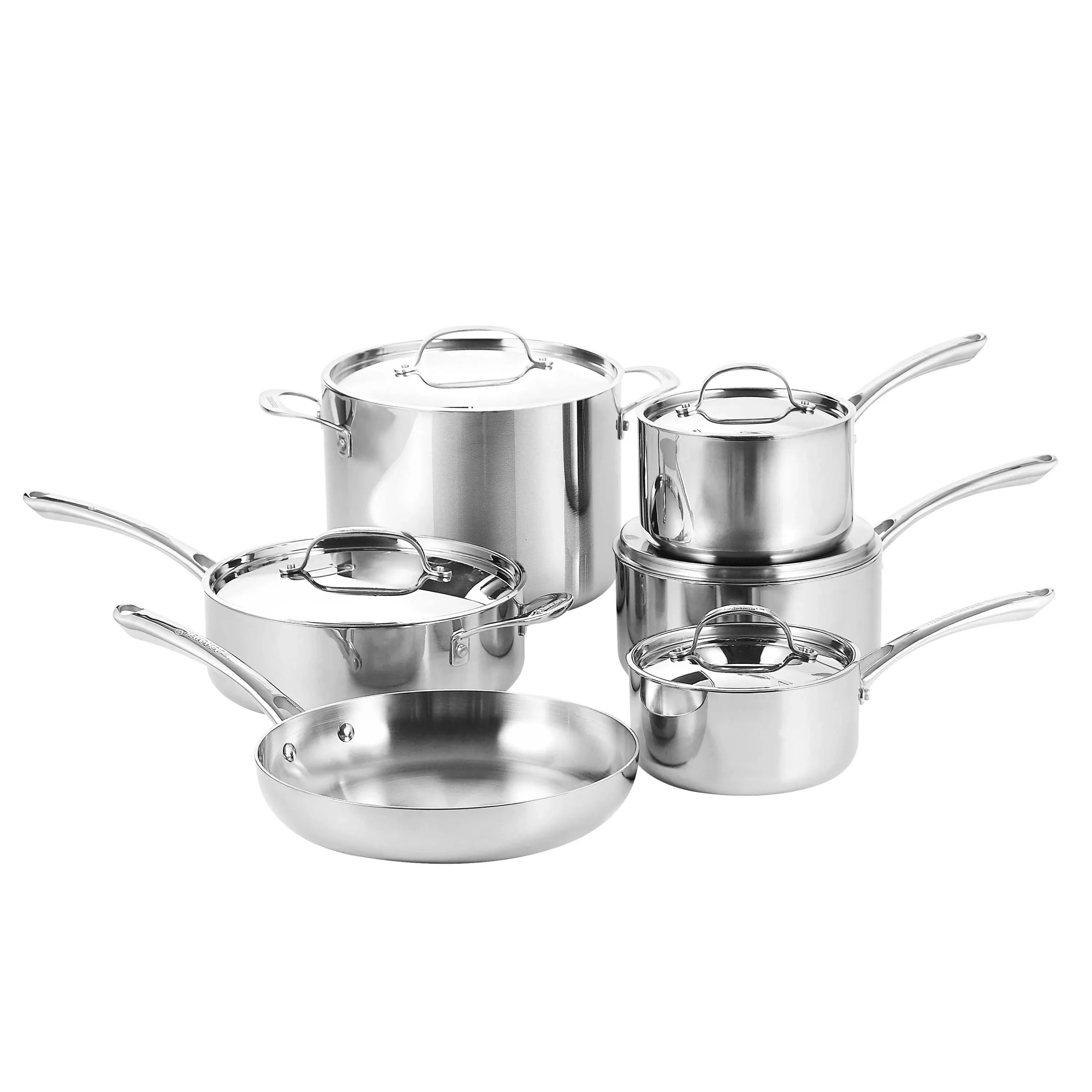 BERGNER Cookware Set Electric Smooth Top Tri-Ply Stainless Steel Silver (11-Pcs)