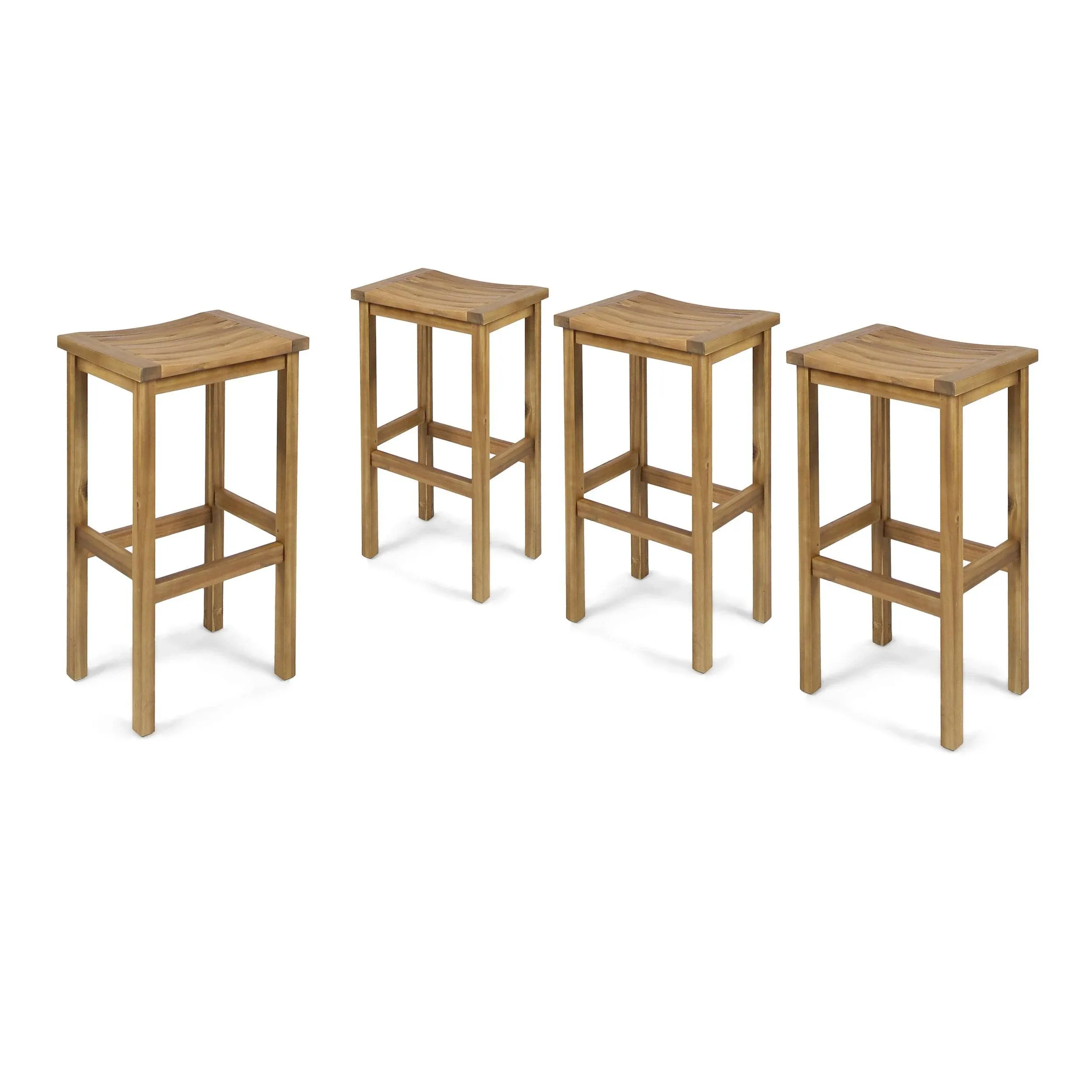 Natural Stained 30&#034; Acacia Wood Barstools Set - Perfect for Patios &amp; Balconies