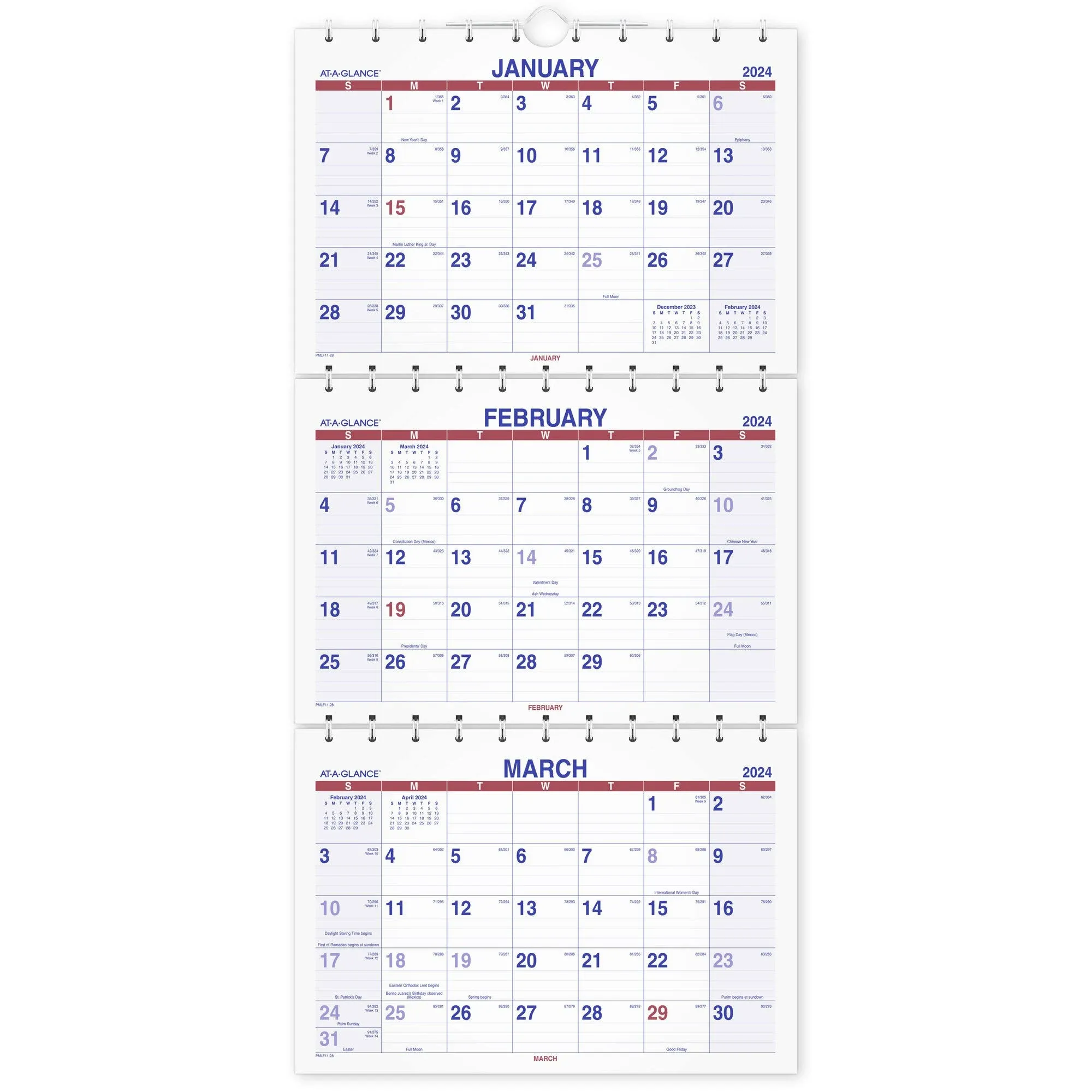 AT-A-GLANCE Move-A-Page Three Month Wall Calendar