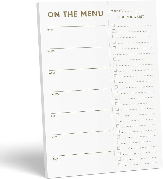 Sweetzer &amp; Orange Gold Meal Planner and Grocery List Magnetic Notepad. 7x10”