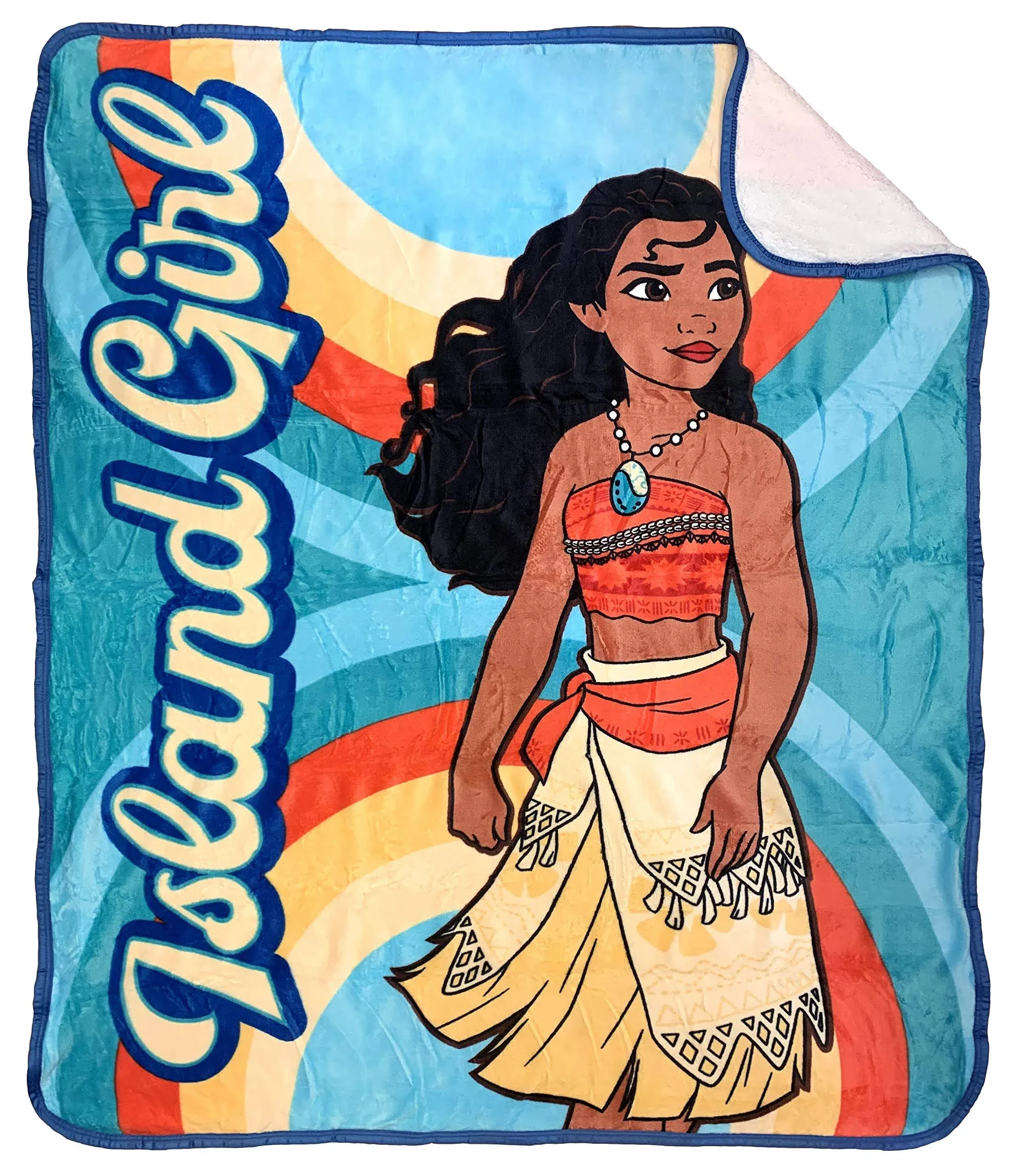 Moana Island Girl Sherpa-Backed Throw, Size: 50 inch x 60 inch