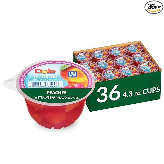 Dole Peaches, Diced, Gel - 4 pack, 4.3 oz cups