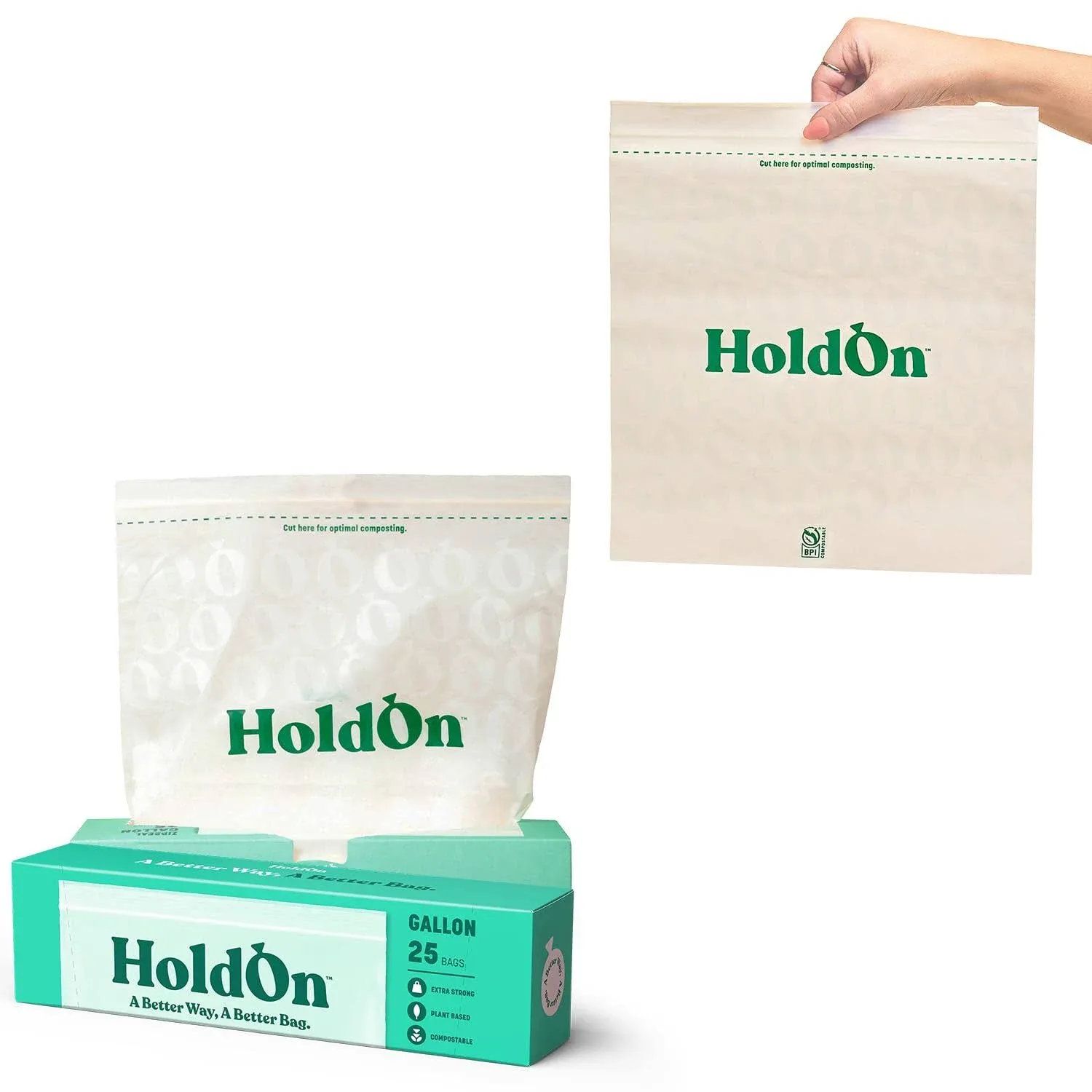 Holdon ZipSeal Gallon Bags - Plastic-Free, Plant-Based and Food-Safe Zip Seal ...