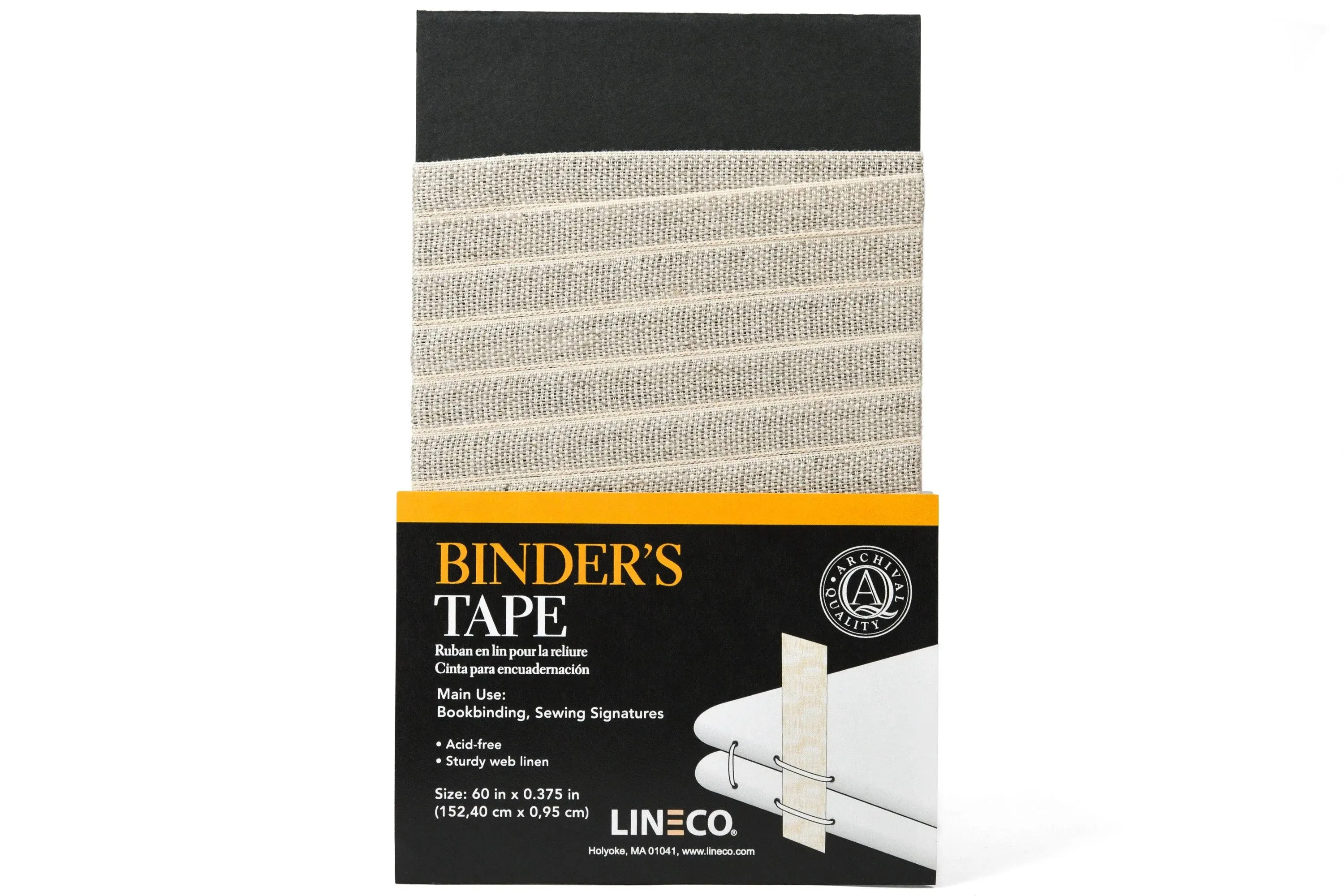 Lineco Acid-Free Linen Binding Book Tape, Binder's Tape Ideal for Bookbinding, Sewing Signatures, Book Conservator, or Book Arts Enthusiast, 60in x 3/8 in, Neutral Color.