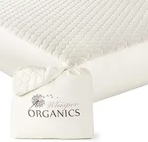 100% Organic Cotton Mattress Protector - Breathable Quilted Fitted Mattress Pad Cover, 17