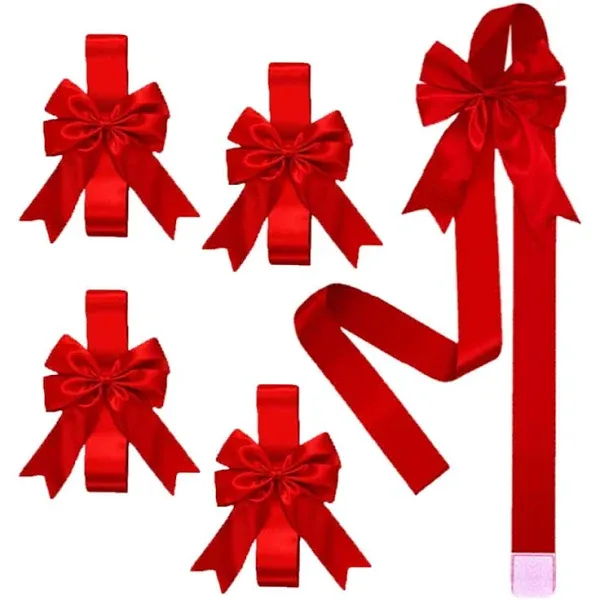 EZ KITCHEN 4 PCS Cabinet Door Festive Ribbons and Bows Decoration Holidays Red