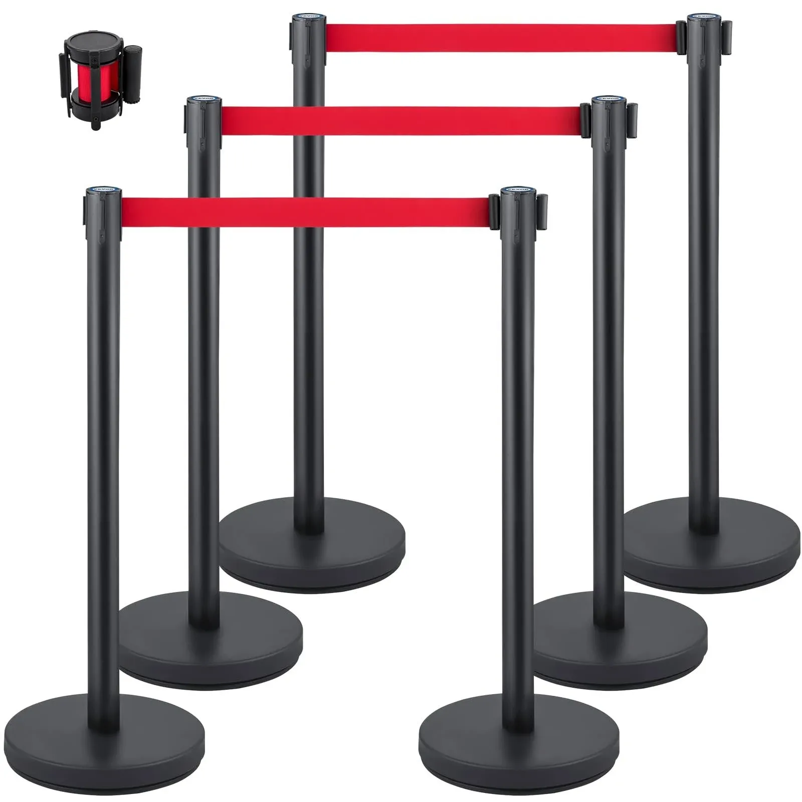 Crowd Control Stanchion, Set of 6 Pieces Stanchion Set, Stanchion Set w/ 6.6...