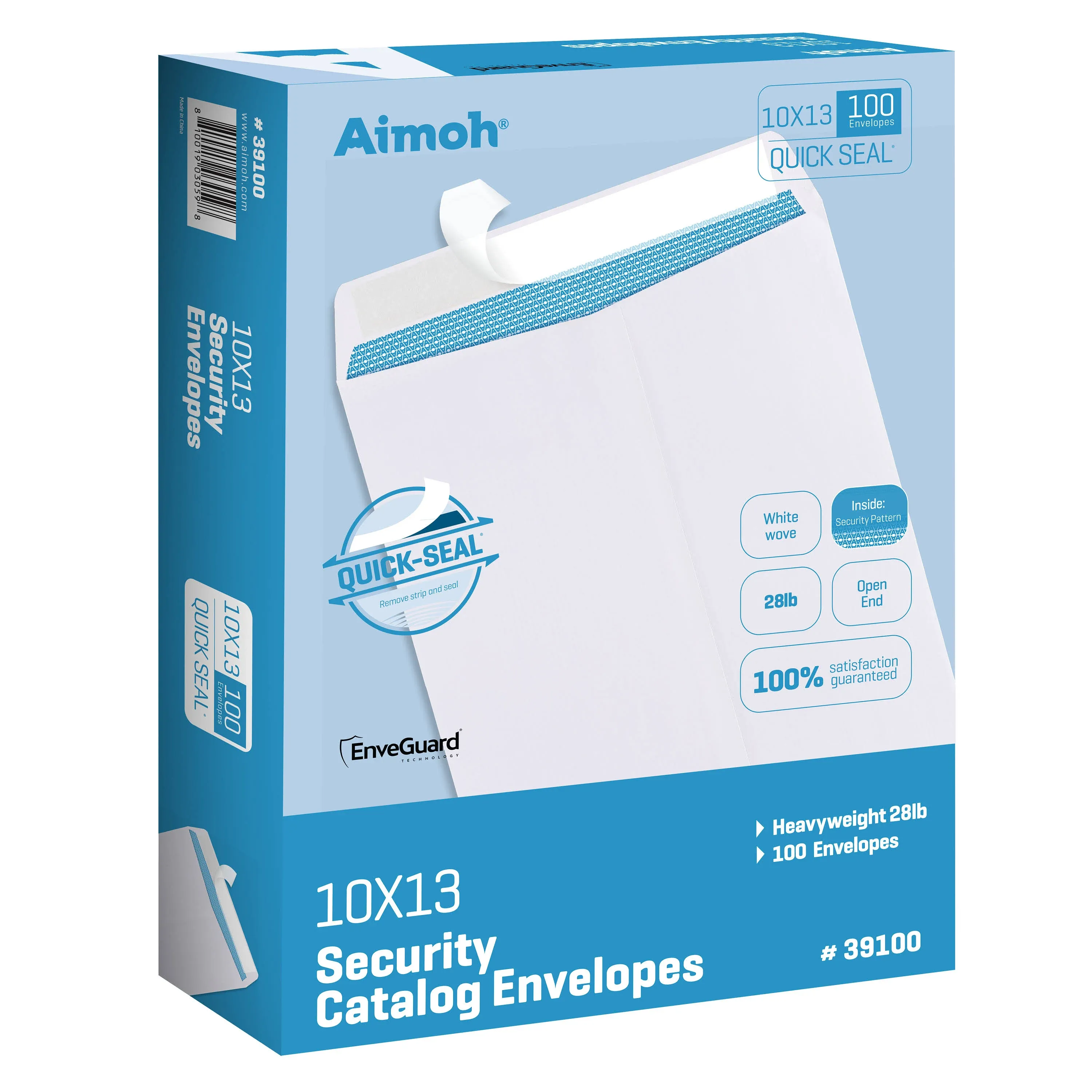 100 10 x 13 Self-Seal Security White Catalog Envelopes - 28lb, 100 Count, Ultra