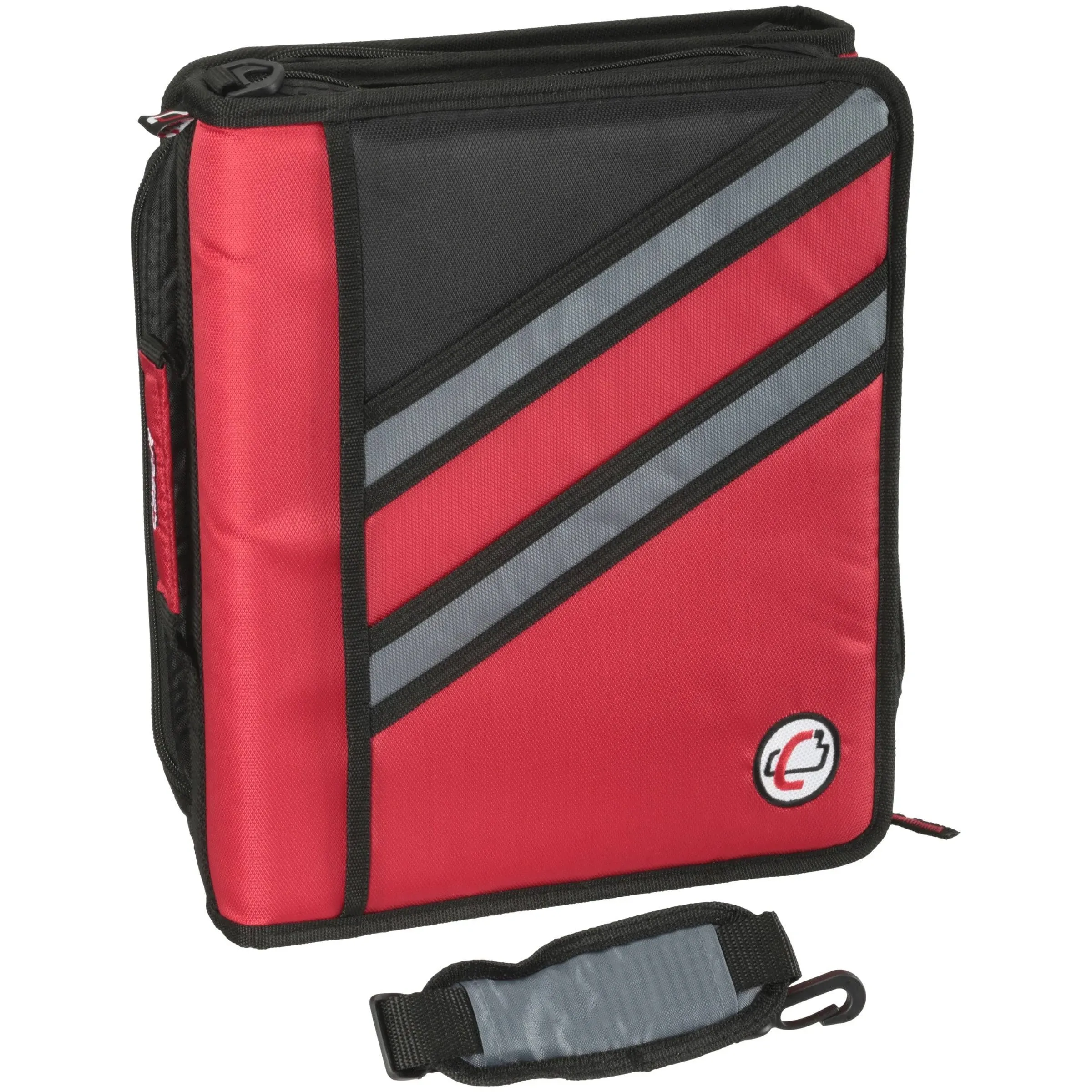 Case-it Z-Binder Two-in-One 1.5-inch D-Ring Zipper Binders, Red