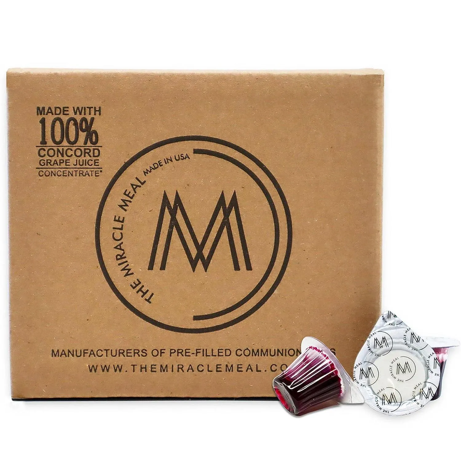 The Miracle Meal Pre-Filled Communion Cups and Wafer Set - Box of 100 - with 100