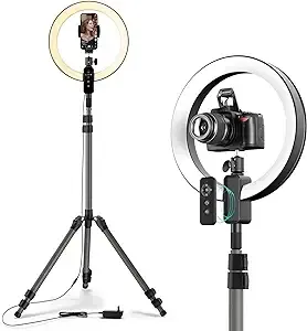 Viozon 12'' Ring Light with Extendable 79'' Tripod, Compatible with 3.5-6.7'' Phone &DSLR,Remote Control,Dimmable LED Selfie Circle Lights for YouTube/Tiktok/Photography/Zoom Meeting