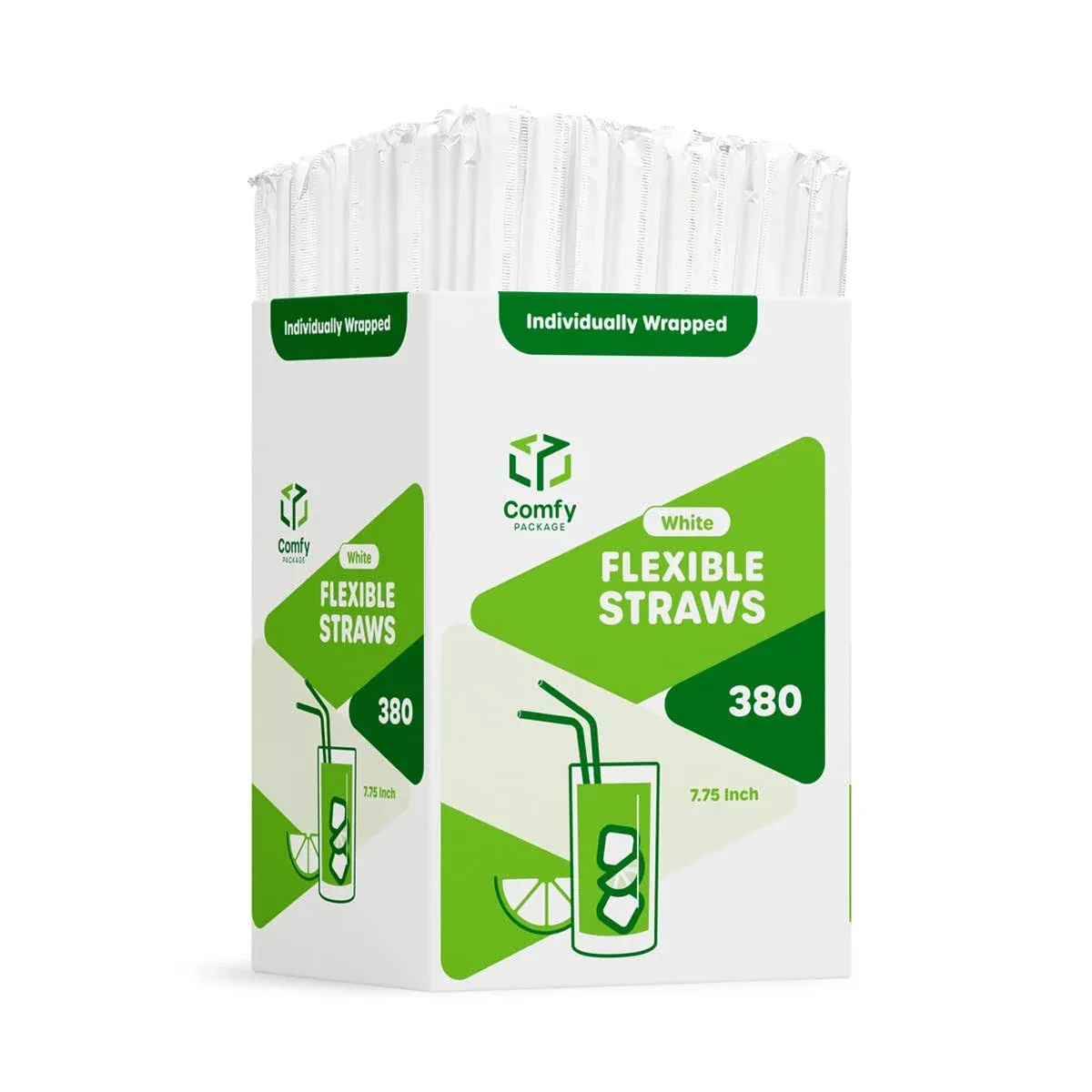 380 Pack individually Wrapped Disposable Plastic Flexible Drinking Straws - BPA ...