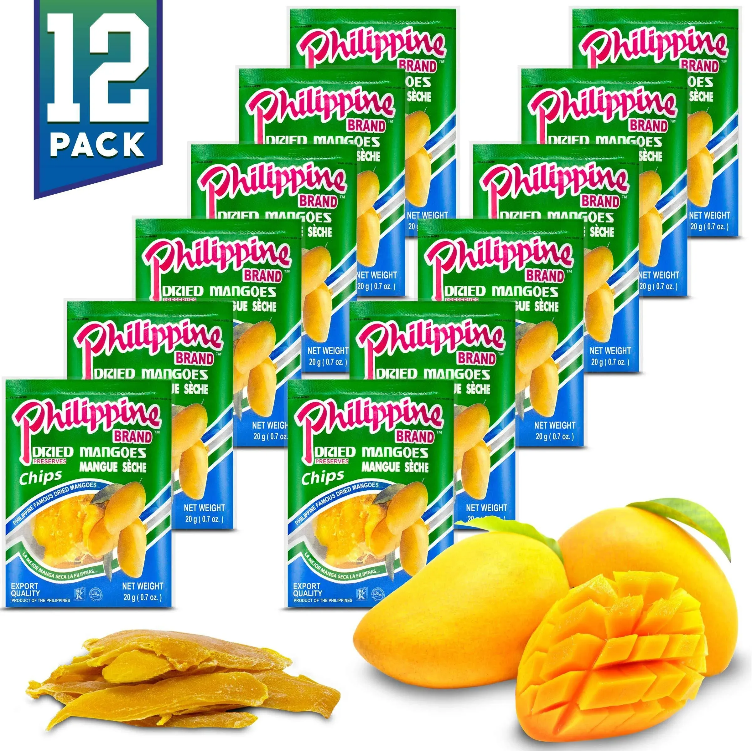 Philippine Brand Dried Mangoes Fruit Snacks {12 Pack}