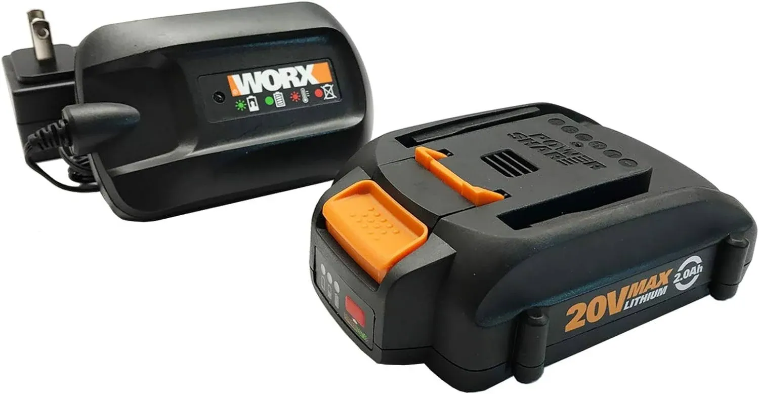 WA3606, 2.0Ah, Indicator, 5 Hr Charging Time 20V Battery and Charger, Black &amp; Or