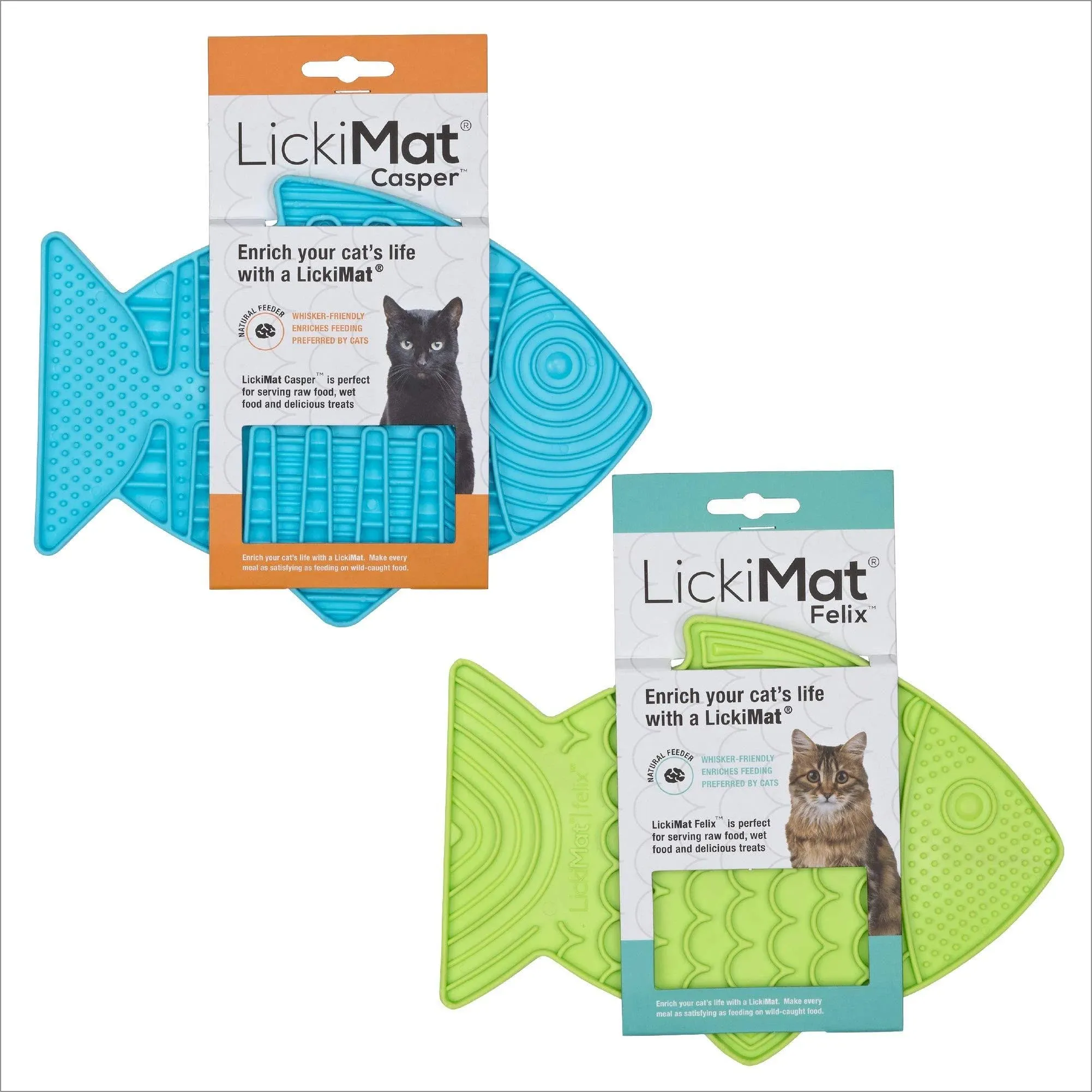 LickiMat Casper & Felix Fish-Shaped Cat Slow Feeders