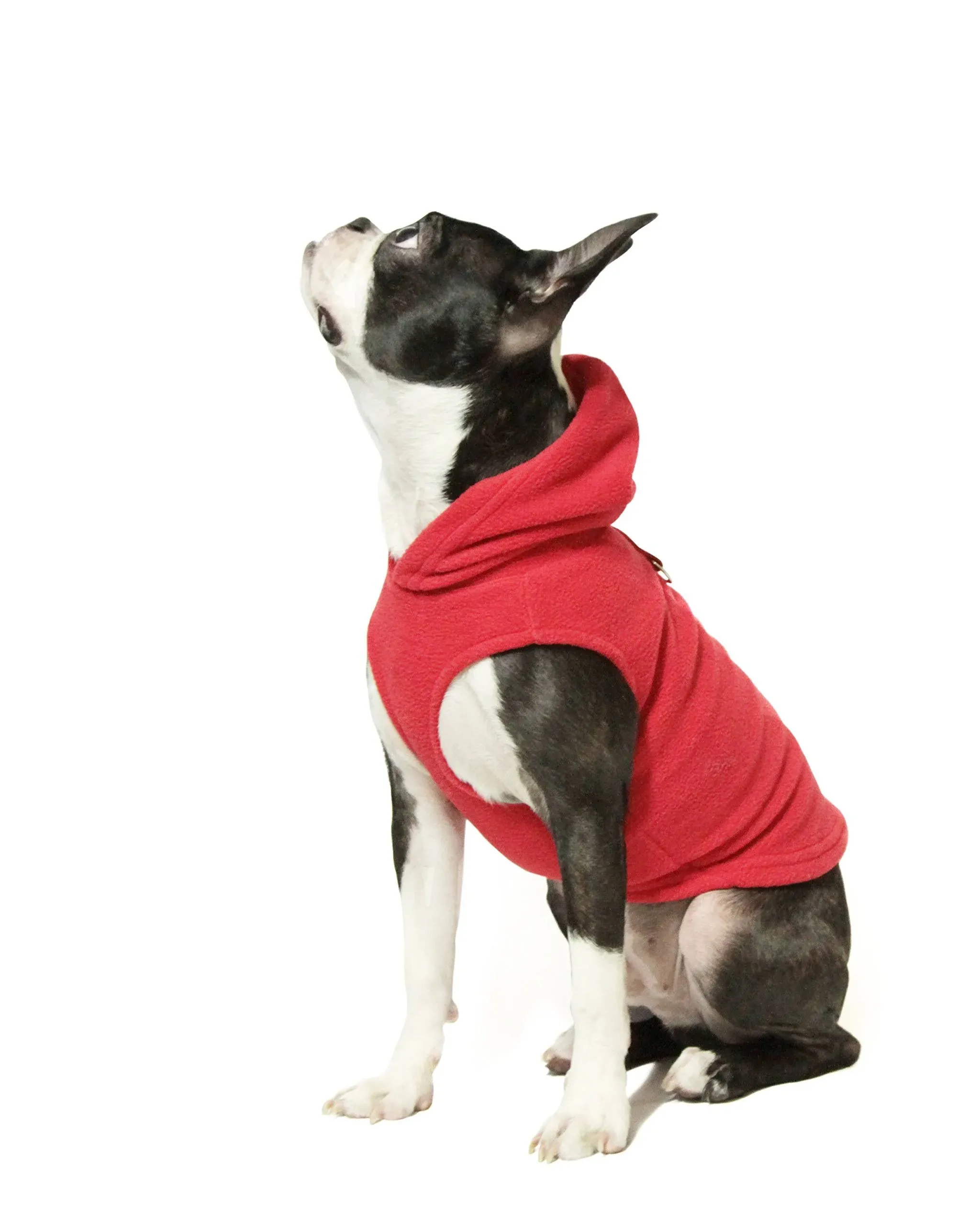 Gooby Fleece Vest Hoodie Dog Sweater - Red, X-Large - Warm Pullover Dog Hoodie ...