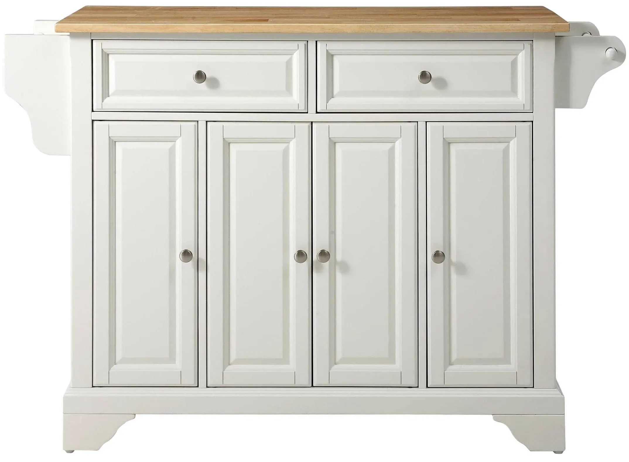 Crosley Lafayette Natural Wood Top Kitchen Island - White