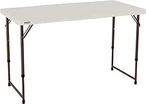 Lifetime 4432 4-Foot Half Adjustable Folding Table Almond