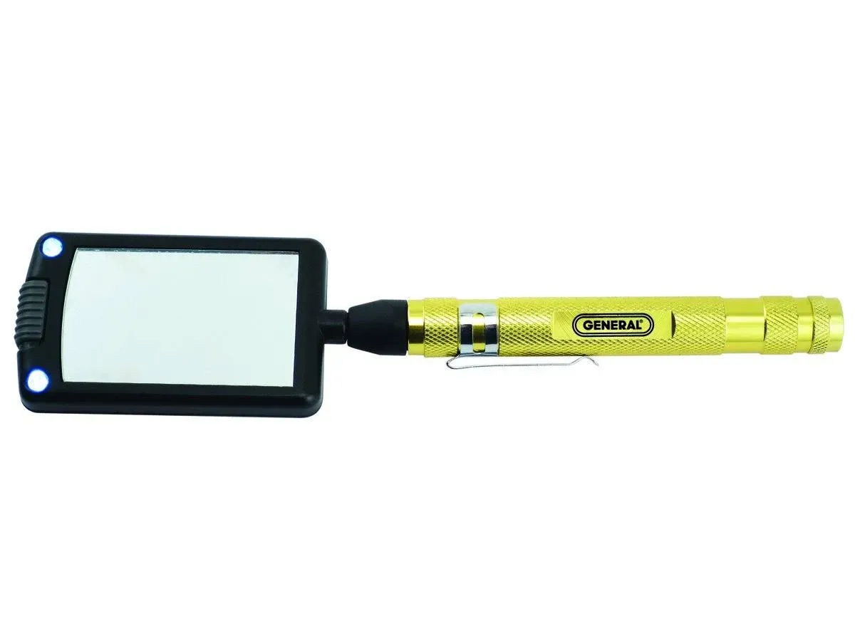 General Tools 92560 LED Lighted Telescoping Rectangular Inspection Mirror, 24"