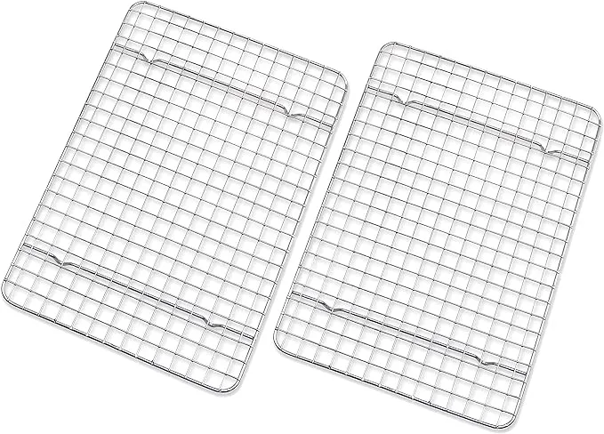 Checkered Chef Cooling Rack for Cooking and Baking - 8” x 11 ¾" Set of 2 Stainless Steel, Oven Safe Grid Wire Cookie Cooling Racks