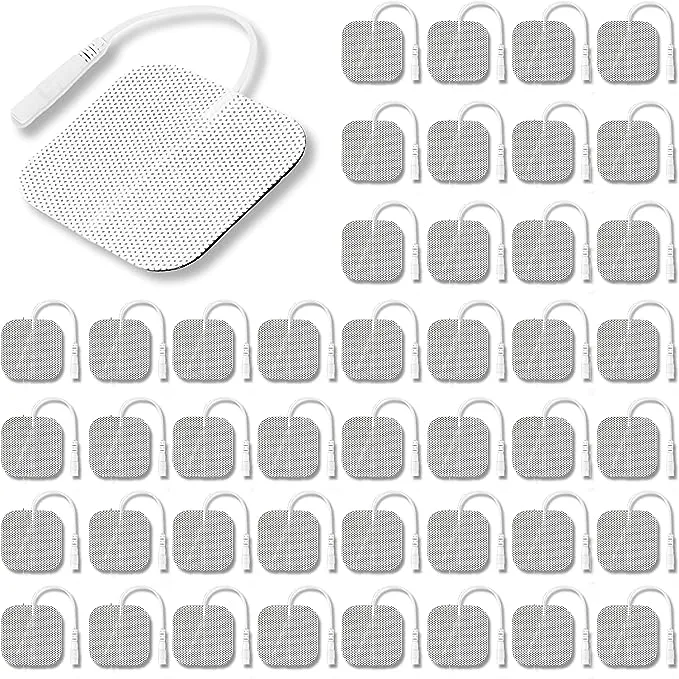 Syrtenty TENS Unit Pads 2"X2" 44 Pcs, 3rd Gen Reusable Latex-Free Replacement Pads Electrode Pads with Upgraded Sticky Electrode Pads Gel and Non-Irritating Design for Muscle Stimulator Electrotherapy