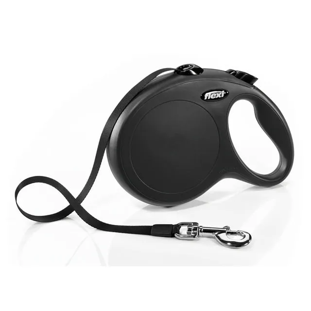 FLEXI® New Classic Retractable Dog Leash (Cord), Ergonomic, Durable and Tangle free Pet Walking Leash for Dogs Up to 44 lbs, 26 ft, Medium, Black