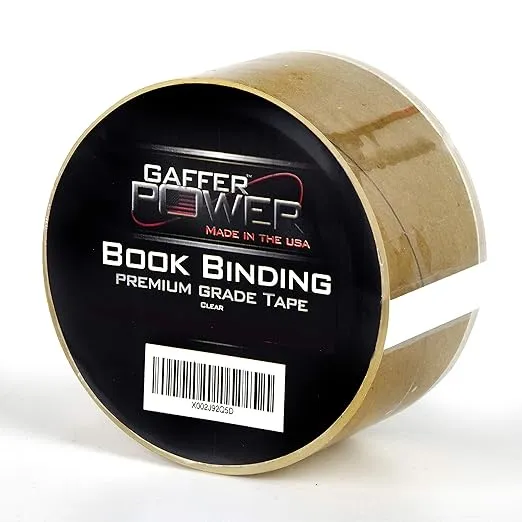 Gaffer Power Bookbinding Tape, Clear Cloth Book Repair Tape Safe Cloth Library Book Hinging Repair Tape, Made in The USA, Acid Free and Archival Safe