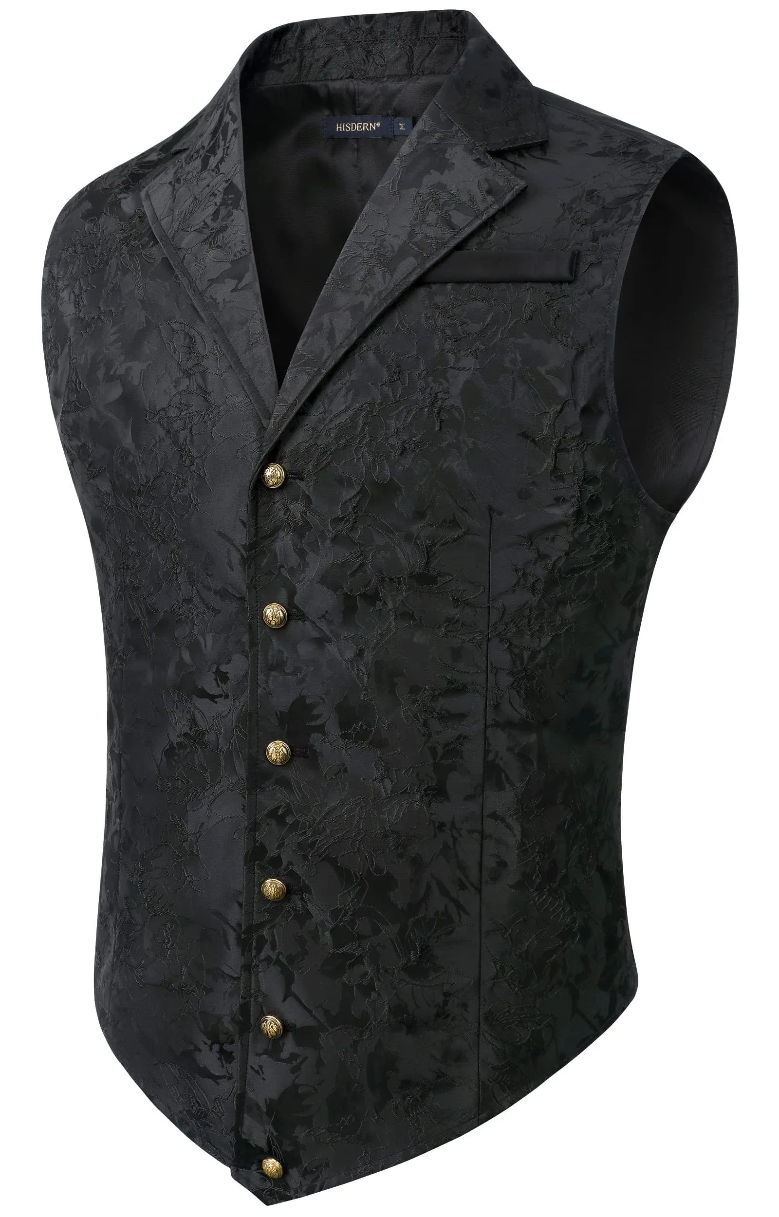 HISDERN Mens Shiny Paisley Suit Vest Victorian Steampunk Gothic Waistcoat for Me