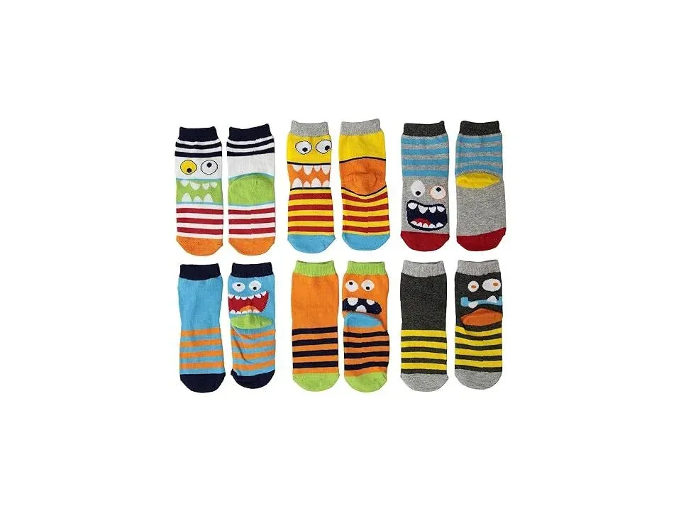 Jefferies Socks Boys' Monster Pattern Crew Socks 6 Pair Pack