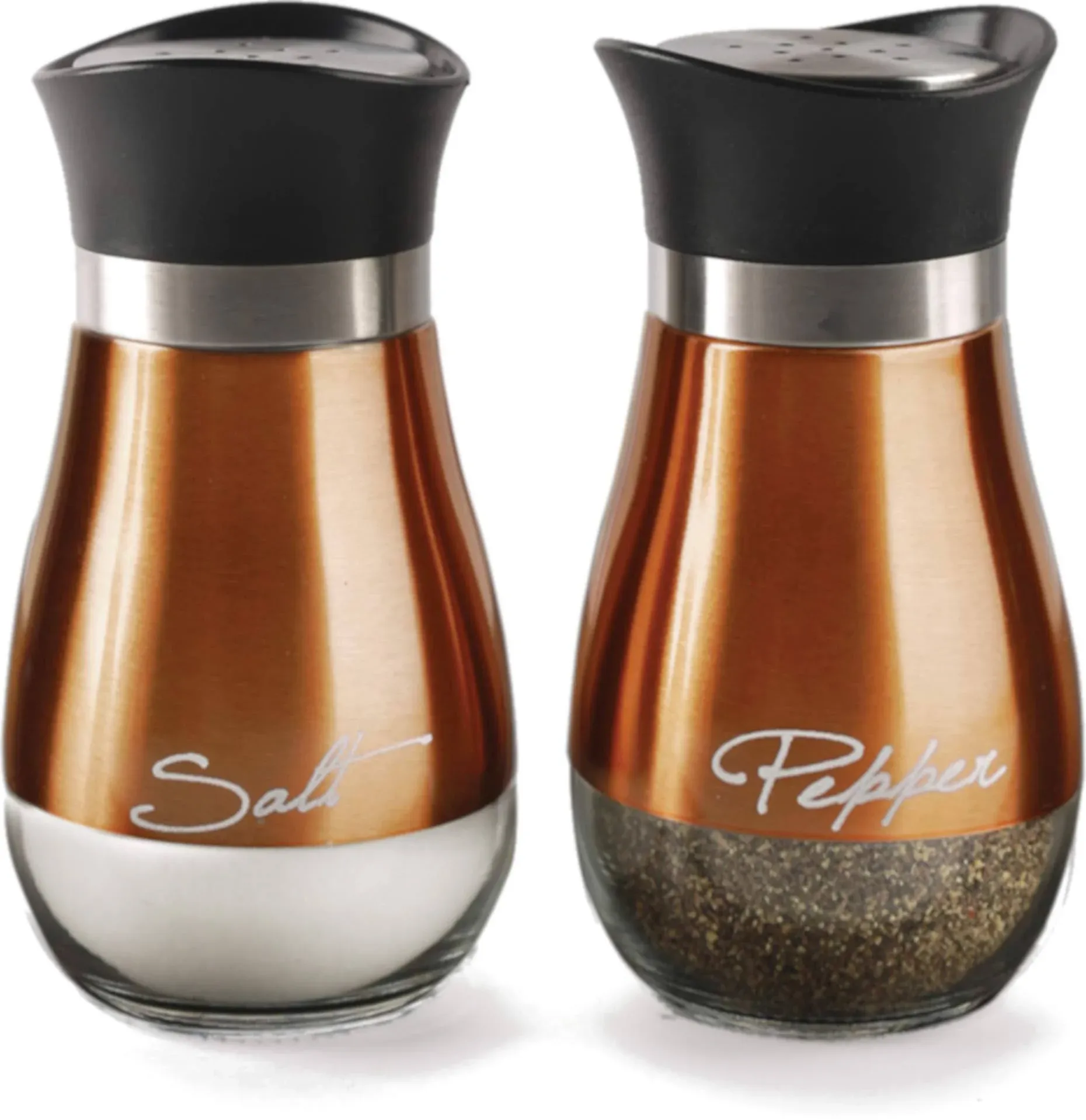 Cafe Contempo Copper And Glass 2 Pc Salt And Pepper