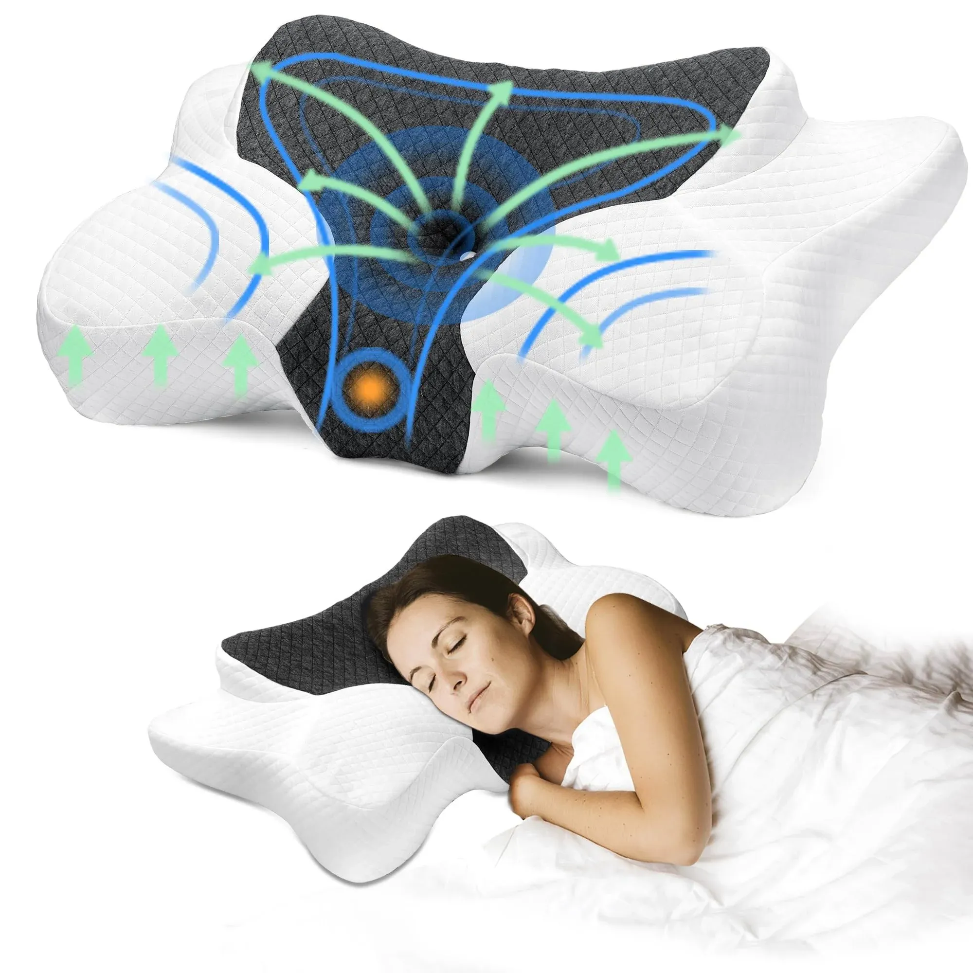 Neck Pillow Cervical Pillow for Pain Relief Memory Foam Pillows Sleeping Adju...