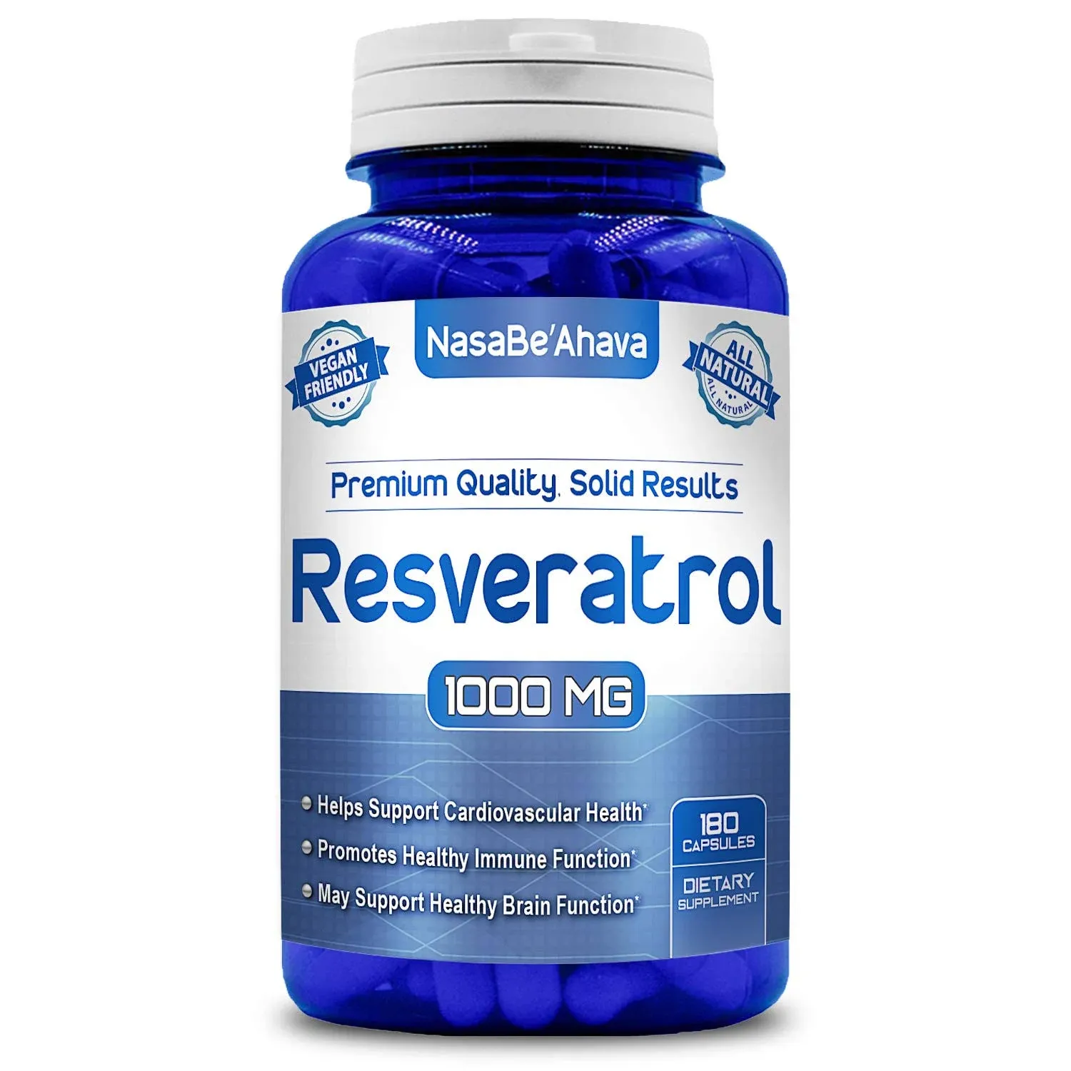 Nasa Beahava 100% Pure Resveratrol - 1000mg per Serving Max Strength (180 ...