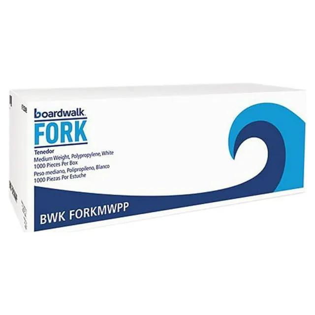 Boardwalk Mediumweight Polypropylene Cutlery Fork White 1000/Carton