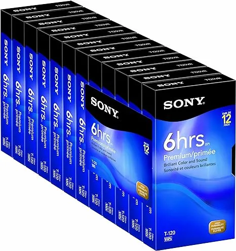 Sony 12T120VR 120-Minute Premium VHS Cassettes (12-Pack) (Discontinued by Manufacturer)