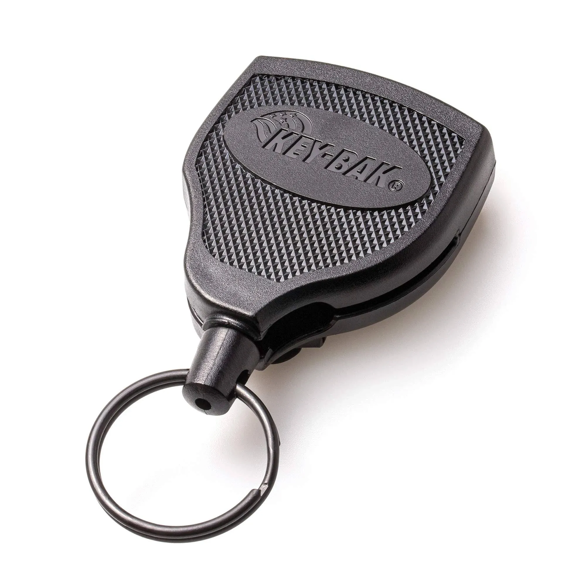 Key-Bak Super48 SD 13oz. Locking Retractable Keychain, 36" Retractable Cord, Black Polycarbonate Case, Steel Belt Clip, Oversized Split Ring